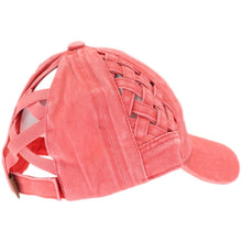 Load image into Gallery viewer, Sale! Coral CC Basket Woven Criss-Cross High Pony Cap Hat