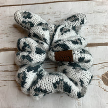 Load image into Gallery viewer, White Large Leopard Knit Scrunchie - SALE!