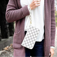 Load image into Gallery viewer, White &amp; Grey Checked Inspired Wallet / Wristlet
