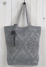 Load image into Gallery viewer, Grey Enzyme Washed Beaded Tote