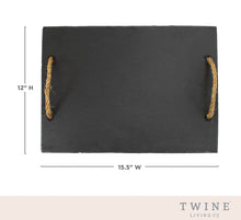 Load image into Gallery viewer, Slate Cheese Board w Handles - 15.5 x 12.