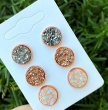 Load image into Gallery viewer, Gun Metal Glam Druzy Studs