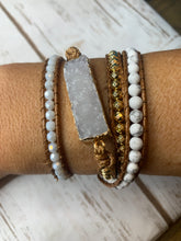 Load image into Gallery viewer, Brown/White Druzy Wrap Bracelet