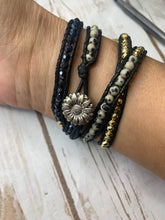 Load image into Gallery viewer, Sale! Black/Gold Wrap Druzy Bracelet