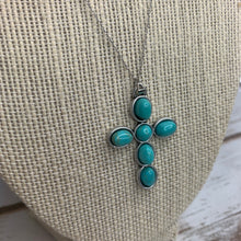Load image into Gallery viewer, Sale! TURQUOISE Cross Pendant Necklace