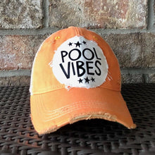 Load image into Gallery viewer, Sale! Orange Pool Vibes - Distressed Cap Hat