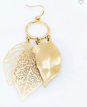 Load image into Gallery viewer, Worn Gold Leaf Earrings