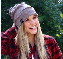 Load image into Gallery viewer, MOCHA Jersey Messy Bun Beanie