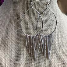 Load image into Gallery viewer, Worn Silver Multi Hammered Bar Drop Earrings