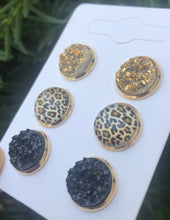 Load image into Gallery viewer, Leopard Gold Druzy Studs