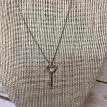 Load image into Gallery viewer, White Gold Dipped CZ Key Necklace