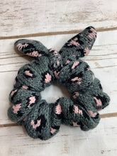 Load image into Gallery viewer, Pink/Grey Leopard Knit Large Scrunchie - SALE!
