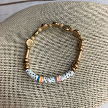 Load image into Gallery viewer, Sale! White Multi Gold Stretch Bracelet