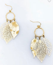 Load image into Gallery viewer, Worn Gold Leaf Earrings