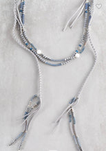 Load image into Gallery viewer, Sale! Crystal Bead Suede Blue/Grey Wrap Necklace