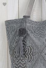 Load image into Gallery viewer, Grey Enzyme Washed Beaded Tote