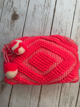 Load image into Gallery viewer, Hot Coral Pom Makeup Bag