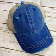 Load image into Gallery viewer, Sale! Blue Distressed Baseball Cap