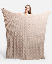 Load image into Gallery viewer, Sale! Cozy Braided Cable Knit Blanket Beige - 60x50