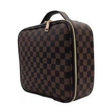 Load image into Gallery viewer, Brown Checked Inspired Cosmetic Case / Travel Organizer