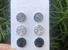 Load image into Gallery viewer, Leopard Silver Druzy Studs