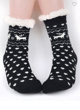 Load image into Gallery viewer, Black Winter Sherpa Socks