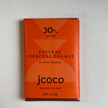 Load image into Gallery viewer, JCoCo - Cayenne Veracruz Orange Mini Bar. White Chocolate. 1oz.