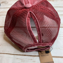 Load image into Gallery viewer, Burgundy Distressed High Pony Hat