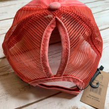 Load image into Gallery viewer, Coral Distressed High Pony Hat