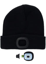 Load image into Gallery viewer, Black Rechargeable LED Light Beanie