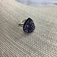 Load image into Gallery viewer, Sale! BlackBerry Silver Druzy Ring