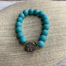 Load image into Gallery viewer, Sale! Turquoise Druzy Bead Bracelet