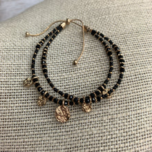 Load image into Gallery viewer, Black/Gold Coin Bracelet