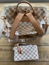 Load image into Gallery viewer, Inspired Cream Checkered Backpack with Matching Wallet