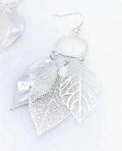 Load image into Gallery viewer, Worn Silver Leaf Earrings