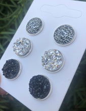Load image into Gallery viewer, Leopard Silver Druzy Studs