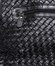 Load image into Gallery viewer, Sale! Black Leathered weaved Handbag with Crossbody Strap Included