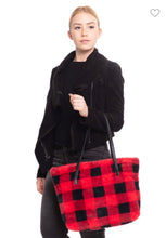 Load image into Gallery viewer, Red Buffalo Faux Fur Tote